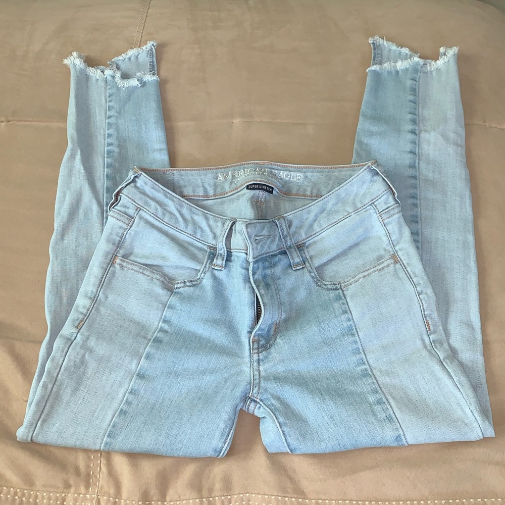 Cropped two tone ae jeans